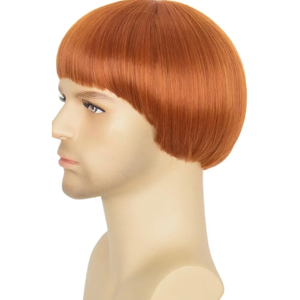 NWT Miss U Hair Ginger Bowl Cut Wig Men 60s 70s Retro Costume Cosplay Bangs